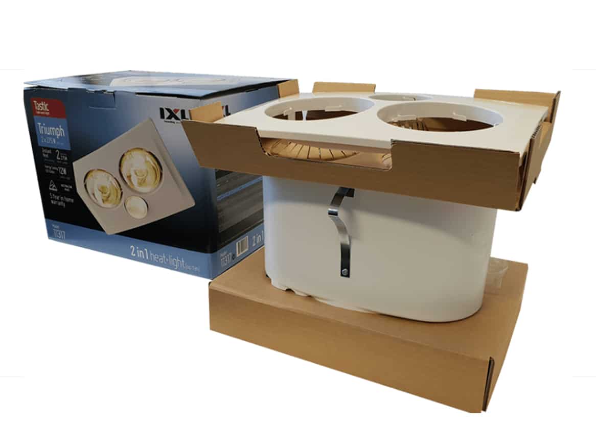 Production Packaging Innovations designed protective inserts for IXL Appliances’ iconic Tastic bathroom heat lights and saved IXL thousands in future damaged products.