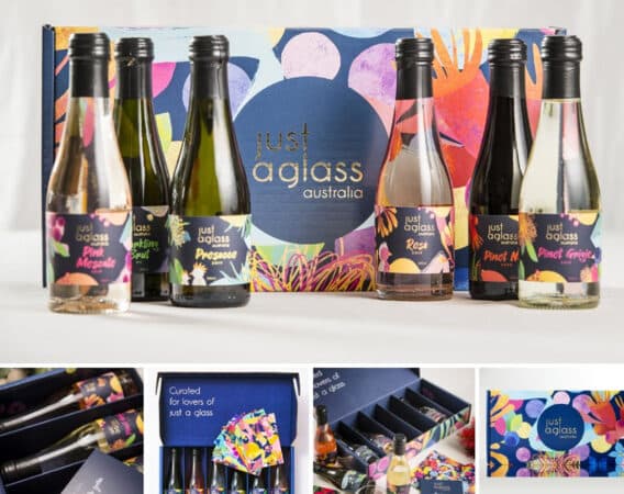 PPI created vibrant custom packaging for Just a Glass Australia’s vegan piccolo wines.