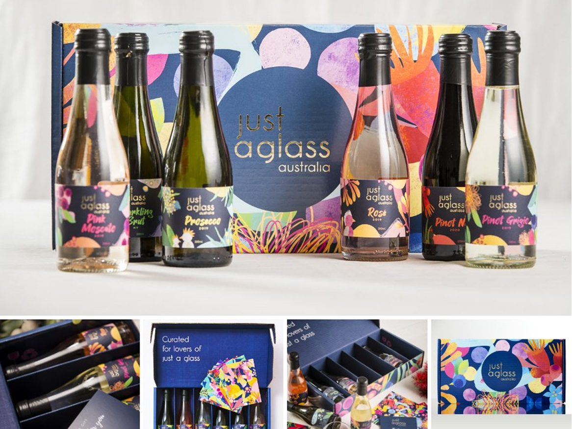 PPI created vibrant custom packaging for Just a Glass Australia’s vegan piccolo wines.