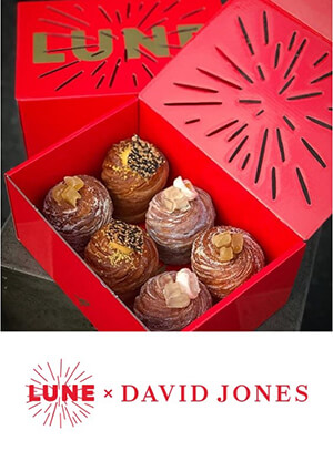 Lune's Chinese New Year collaboration with David Jones saw the birth of a second, more festive iteration of Lune’s iconic packaging.