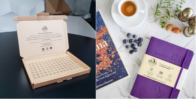 We created custom packaging and labels for Resilience Agenda, including a supporting message that acts as a reminder of the purpose of their diaries and notebooks, and is is aligned with the brandโs focus on mental health.