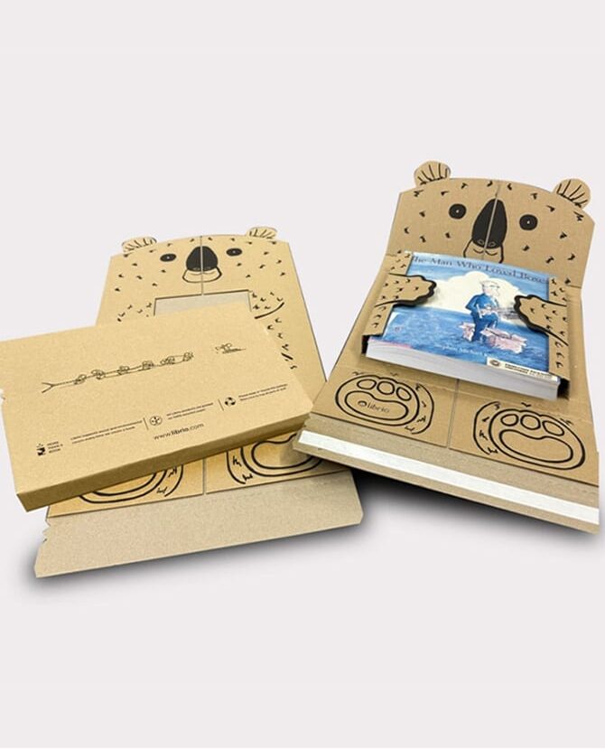 Custom bear-themed Swift Mailer with peel-and-seal tape for secure eCommerce book shipping.
